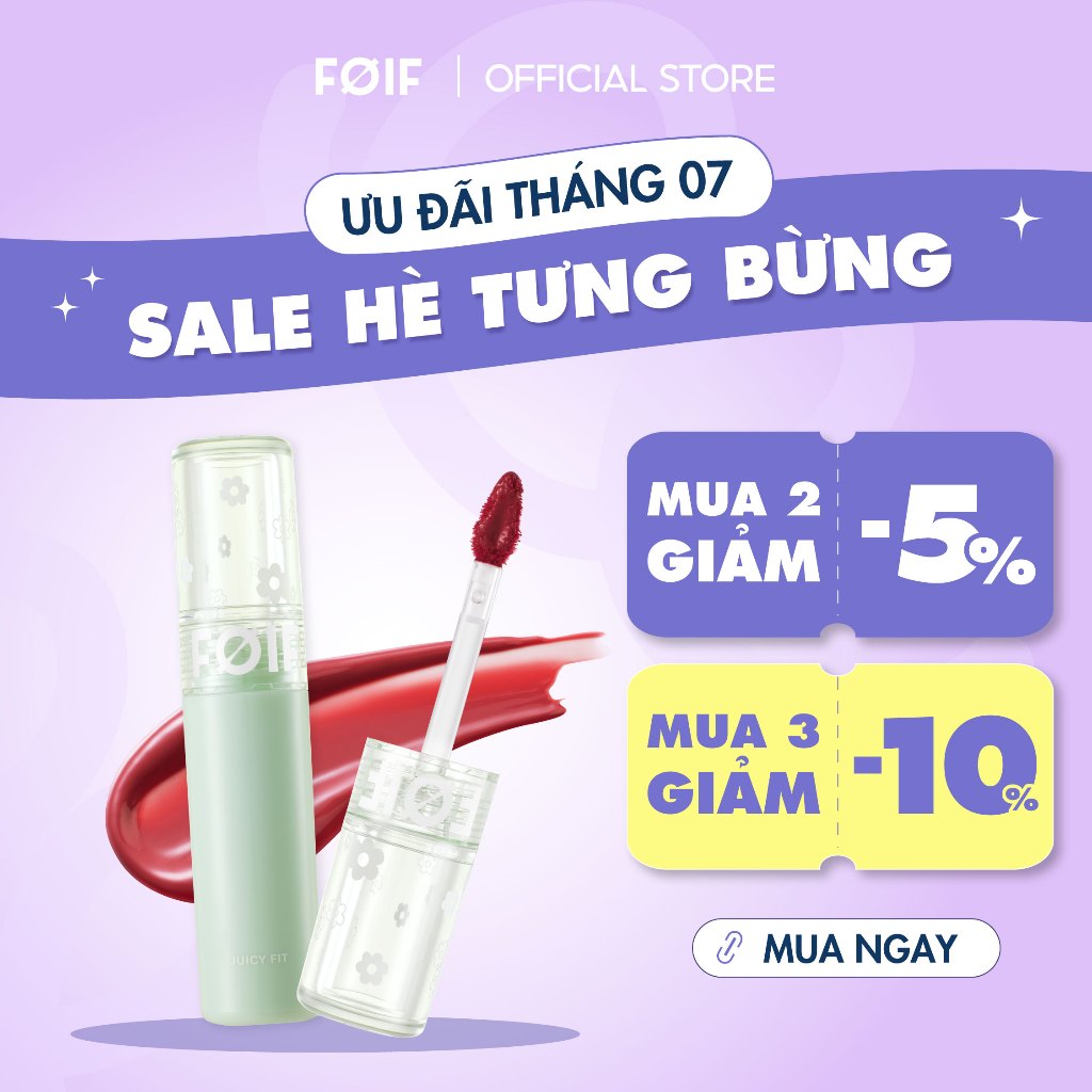 Son Tint Bóng Thuần Chay, Ẩm Mọng, Bền Màu FOIF Juicy Fit Tint 3g (date)
