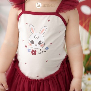 NBAN (3M-24M) Body đầm bé gái dáng ballet Thỏ Mơ, bodysuit giả váy xinh xắn cho bé-THOMO8.25