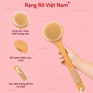 Bàn Chải Tắm Cán Gỗ Massage Toàn Thân - Bàn Chải Tắm Gỗ Tự Nhiên Giúp Tẩy Tế Bào Chết Giúp Da Sáng Khỏe Mịn Màng