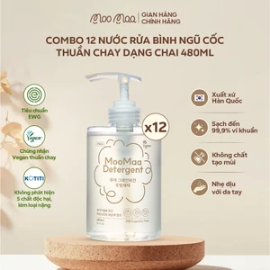 Combo12 - Nước rửa bình ngũ cốc thuần chay Hàn Quốc MooMaa - Dạng chai có vòi - 480ml/chai