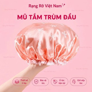 Mũ Trùm Đầu Dùng Khi Makeup., Ủ Tóc, Skincare Chất Liệu 2 Lớp Chống Nước - Mũ Trùm Đầu 2 Lớp Chuyên Dùng Makeup Skincare