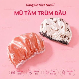 Mũ Trùm Đầu Dùng Khi Makeup., Ủ Tóc, Skincare Chất Liệu 2 Lớp Chống Nước - Mũ Trùm Đầu 2 Lớp Chuyên Dùng Makeup Skincare