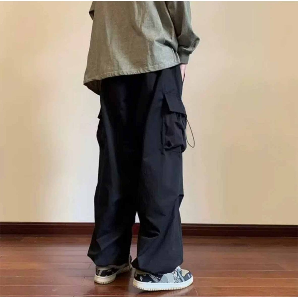 Quần Dài Kaki Dáng Baggy Ống Suông Cạp Chun Unisex Nam Nữ 5 màu  Size 40-75kg dây rút gấu