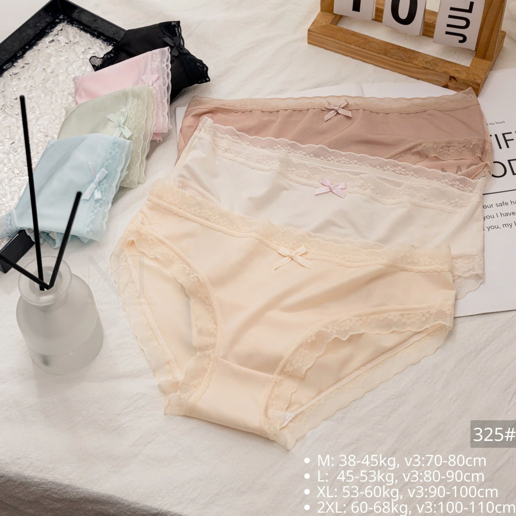 [Combo 10] Quần lót nữ su lụa siêu mỏng không lộ viền co giãn phối ren, Co Giãn Thoải Mái Đủ Size