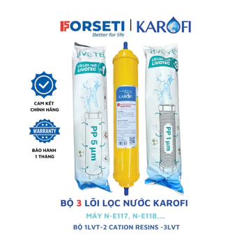 Combo lõi lọc thô 123 Karofi với lõi số 2 Cation Resins T33 chính hãng Dùng cho các máy N-e117, N-e118