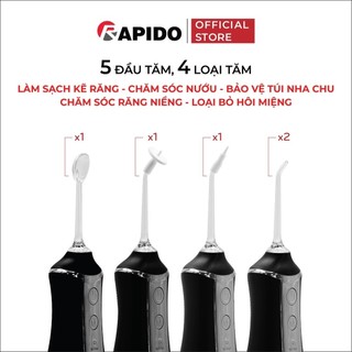 Máy Tăm Nước Cầm Tay Rapido RWB300 Công nghệ Đức, Lực Nước Mạnh Sạch Mảng Bám Tiện Lợi Du Lịch Chính Hãng BH 12 tháng