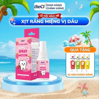 Xịt răng miệng Theci vị dâu  Oral Spray hỗ trợ ngăn ngừa mảng bám, chống sâu răng 30ml