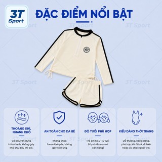 Đồ bơi bé gái cao cấp thiết kế năng động áo tay dài chống nắng quần short co giãn thoải mái BD35135Y