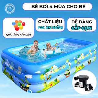 [TẶNG BÓNG] Bể Bơi Phao 3 Tầng Cho Bé Siêu Dày 120 - 300cm Bền Đẹp An Toàn Rộng Rãi Giữ Hơi Lâu Dễ Sử Dụng