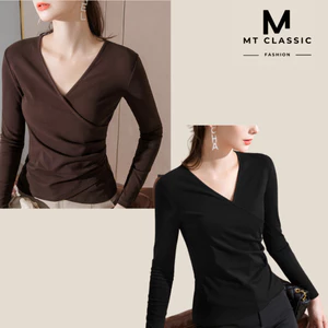 Áo thun tay dài form vừa, thắt nơ eo chất thun cotton 4 chiều co giãn, mềm mát - MT Classic
