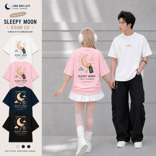 Áo Thun Oversize Nam Nữ Form Rộng Unisex Cotton 100% 250GSM Tay Lỡ Local Brand Luna Rich Lazy - Sleepy Moon
