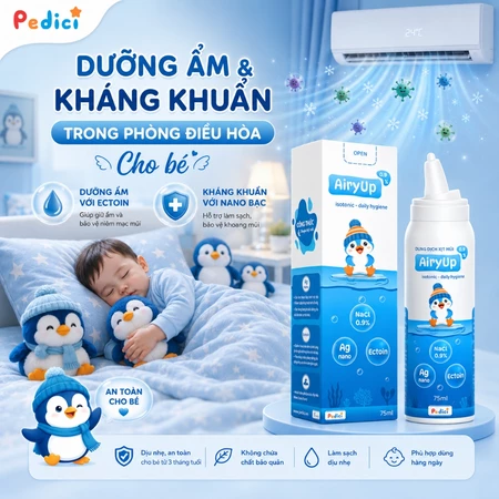 Xịt mũi biển sâu kết hợp Dưỡng ẩm Ectoin và kháng khuẩn Nano Bạc - AiryUp 0.9% - Công nghệ B.O.V (75ml)