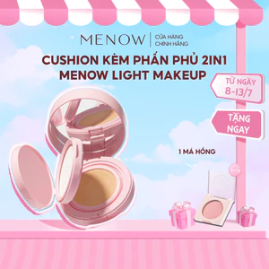 Cushion kèm Phấn Phủ 2in1 MENOW Light Makeup Cushion Powder Cream Pink Series 17gr