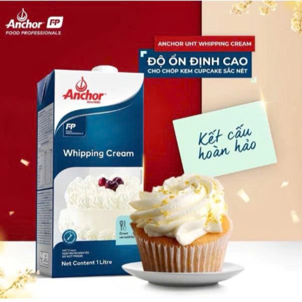 [Hoả tốc] Nguyên thùng Kem Whipping Cream Anchor 1Lx12 Hộp Hàng Lạnh Kem Tươi Nhập Khẩu
