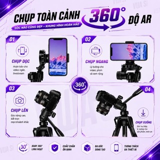 Tripod VUASI 3366 Chân Máy Ảnh, Giá Đỡ Điện Thoại Quay Video Chụp Ảnh Đa Năng Cao 140cm, Kèm Remote