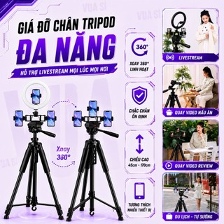 Tripod VUASI 3366 Chân Máy Ảnh, Giá Đỡ Điện Thoại Quay Video Chụp Ảnh Đa Năng Cao 140cm, Kèm Remote