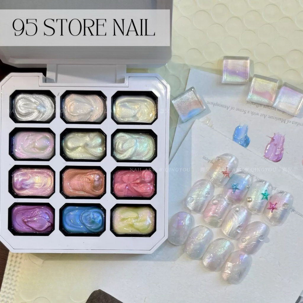 Set gel ngọc trai 12 màu đa năng , dặm ombre , vẽ trang trí , làm charm, làm xà cừ siêu hot