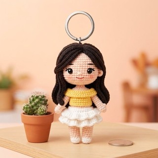 Móc Len Custom Cô Gái Dễ Thương Cao Khoảng 10 Đến 12cm