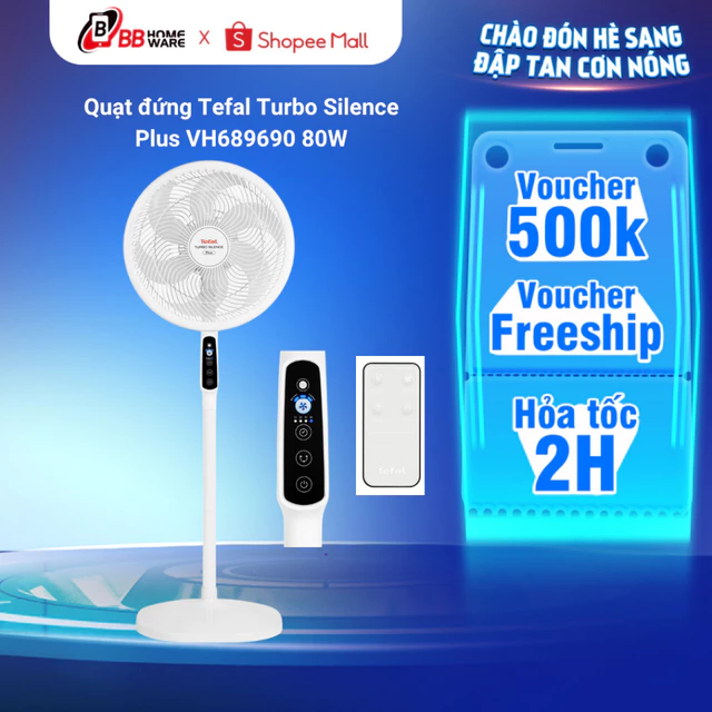 Quạt Đứng Tefal Turbo Silence Plus VH689690 / VH699690 Quạt Máy Có Remote Điều Khiển Từ Xa, Tiếng Êm