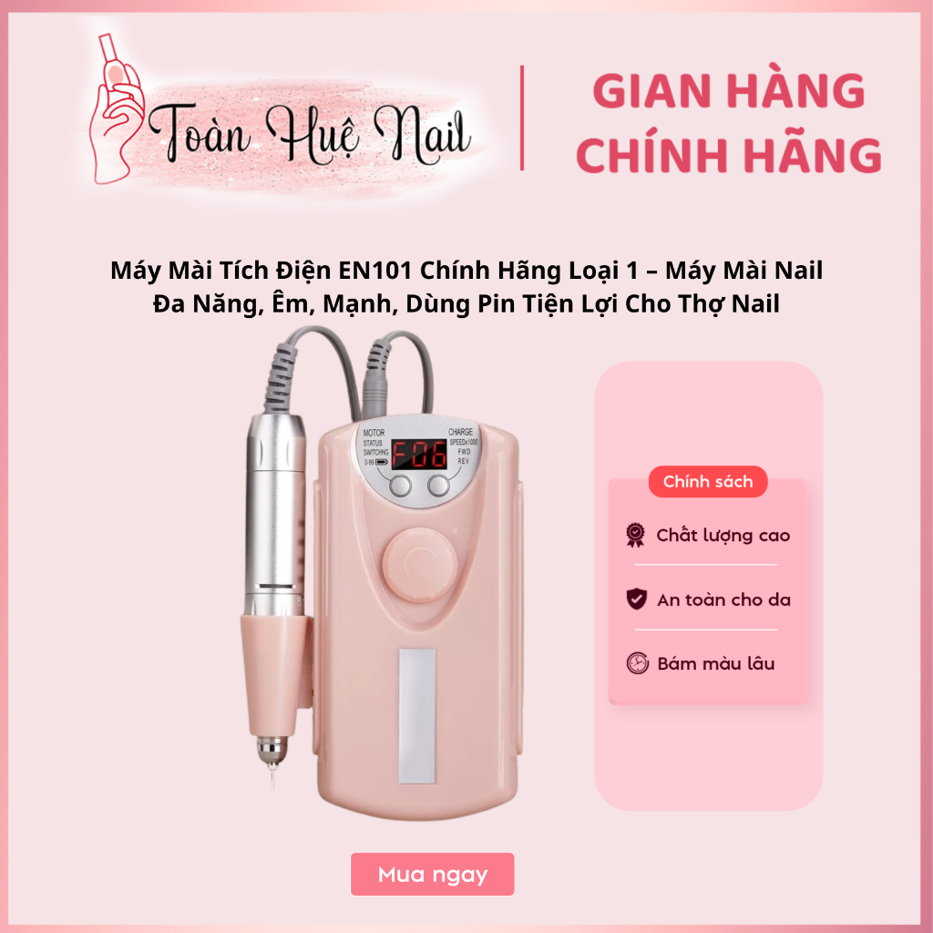 Máy Mài Tích Điện EN101 Chính Hãng Loại 1 – Máy Mài Nail Đa Năng, Êm, Mạnh, Dùng Pin Tiện Lợi Cho Thợ Nail
