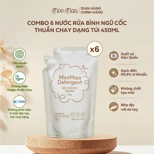 Combo6 - Nước rửa bình ngũ cốc thuần chay Hàn Quốc MooMaa - Túi refill - 450ml/túi