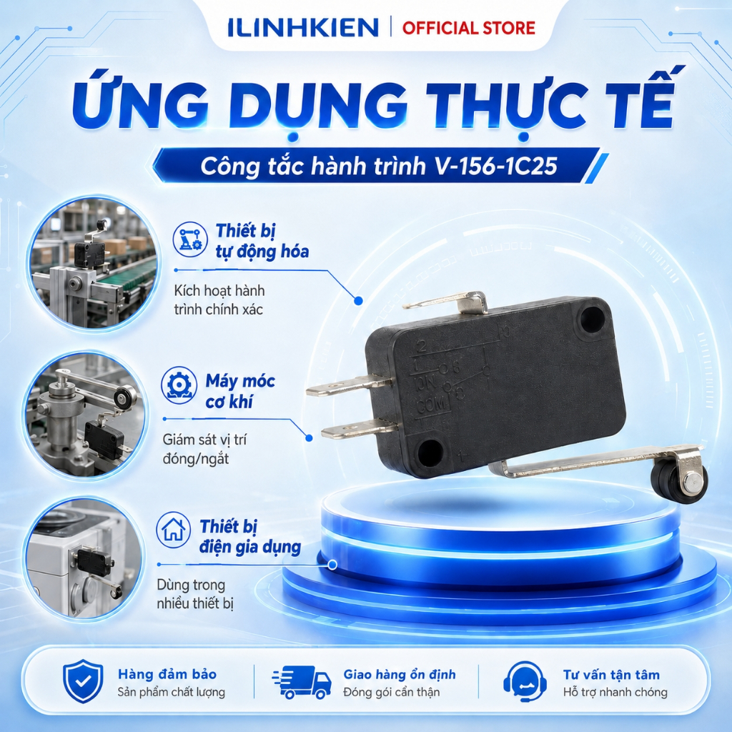 Công tắc hành trình V-156-1C25 15A 250V có con lăn loại tốt ilinhkien