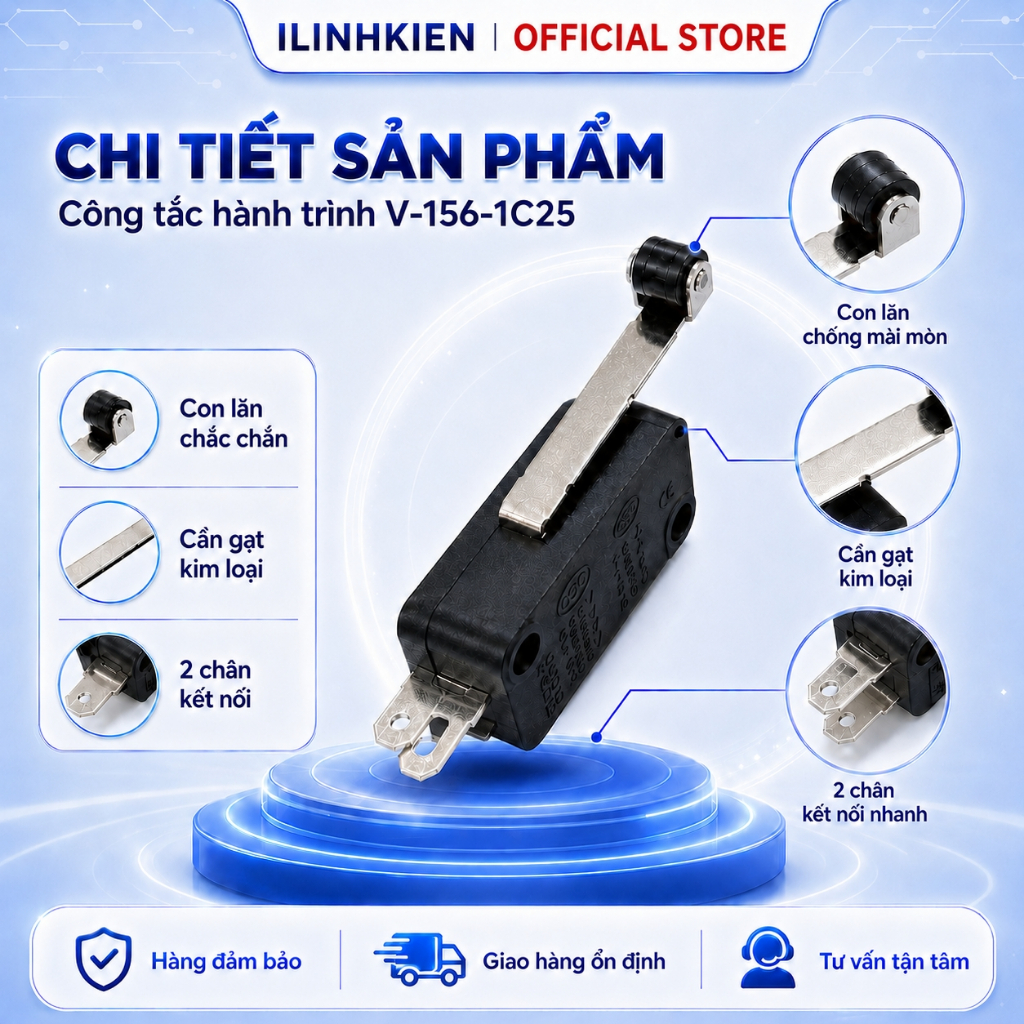 Công tắc hành trình V-156-1C25 15A 250V có con lăn loại tốt ilinhkien