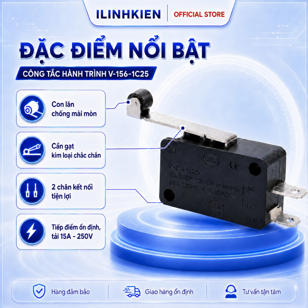 Công tắc hành trình V-156-1C25 15A 250V có con lăn loại tốt ilinhkien