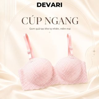 Áo ngực nữ không gọng đúc su cao cấp kẻ caro đệm mút dày nâng ngực tạo khe sexy DEVARI A923