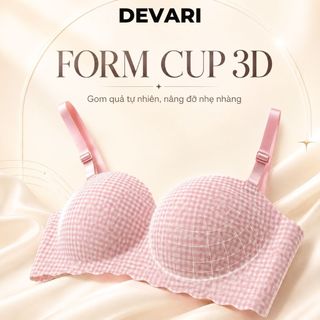 Áo ngực nữ không gọng đúc su cao cấp kẻ caro đệm mút dày nâng ngực tạo khe sexy DEVARI A923