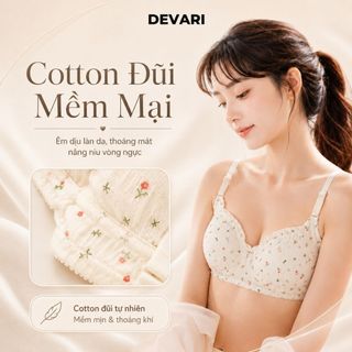 Áo ngực nữ cotton không gọng đệm mút mỏng mềm mại, Áo lót học sinh họa tiết dễ thương DEVARI A739