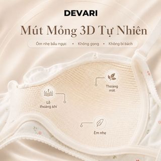 Áo ngực nữ cotton không gọng đệm mút mỏng mềm mại, Áo lót học sinh họa tiết dễ thương DEVARI A739