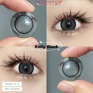 Kính áp tròng DREAMOON Kelly Black có viền, size vừa giãn tự nhiên (Tặng Khay Gương)