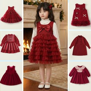 [ BST VÁY SINH NHẬT ĐỎ]Váy Cho Bé Gái, Váy Công Chúa Phong Cách Tiểu Thư Chất Liệu Mềm Mại