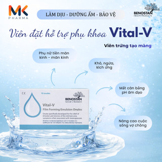 Viên đặt trị khô, nóng rát, đau khi quan hệ, mỏng thành âm đạo VITAL-V FILM FORMING OVULES - Dưỡng ẩm và phục hồi