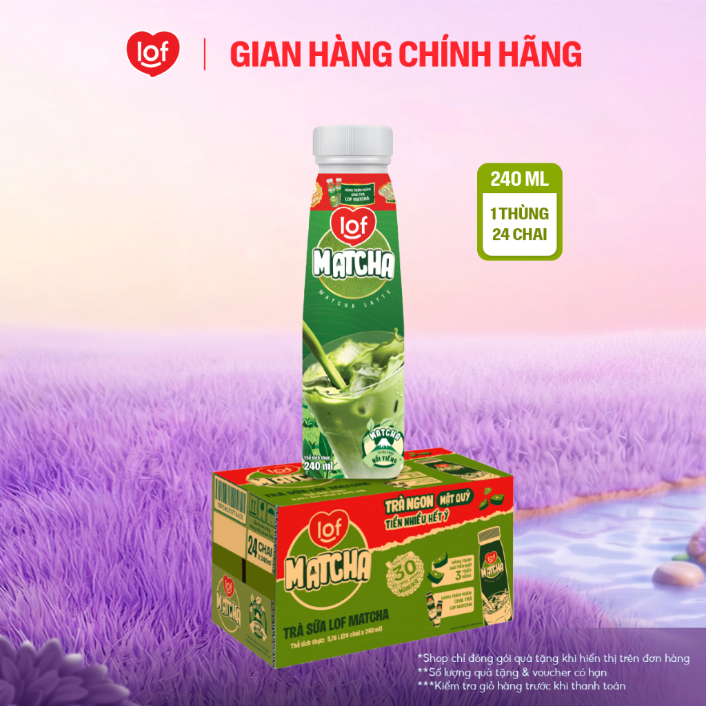 [TẶNG MÓC KHÓA] Trà sữa Lof Matcha thùng 24 chai x 240ml