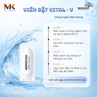 Viên đặt trị khô, nóng rát, đau khi quan hệ, mỏng thành âm đạo VITAL-V FILM FORMING OVULES - Dưỡng ẩm và phục hồi