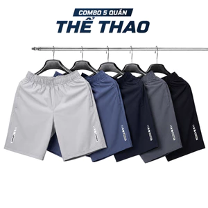 Combo 5 Quần Đùi Nam Thể Thao Chất Gió Thoáng Mát Thấm Hút Nhanh, Tập Luyện Thoải Mái, Túi Quần Có Khóa Kéo