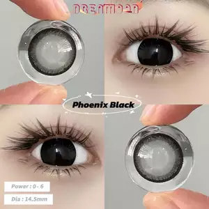 Kính áp tròng DREAMOON Phoenix Black, viền đen, size vừa (Tặng Khay Gương)