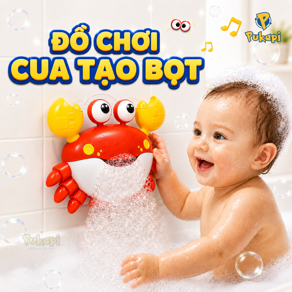 Đồ Chơi Nhà Tắm Tạo Bọt Cho Bé Đồ Chơi Tắm Cua Tạo Bọt Xà Phòng Cua Nhả Bọt Bồn Tắm Nhà Tắm-Đồ Chơi Cho Bé PUKAPI