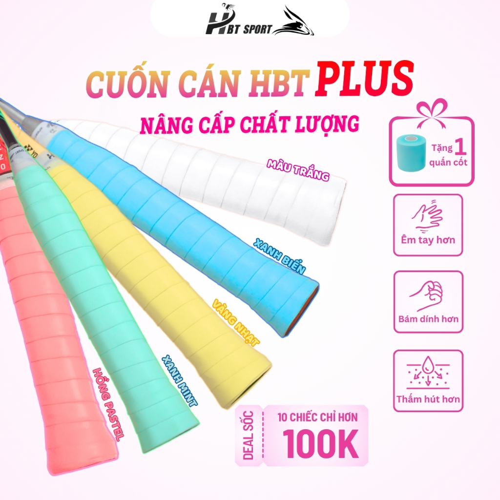 Quấn Cán HBT Plus Bản Cải Tiến Bền Hơn, Bám Hơn Và Thấm Hút Mồ Hôi Thể Thao Sports
