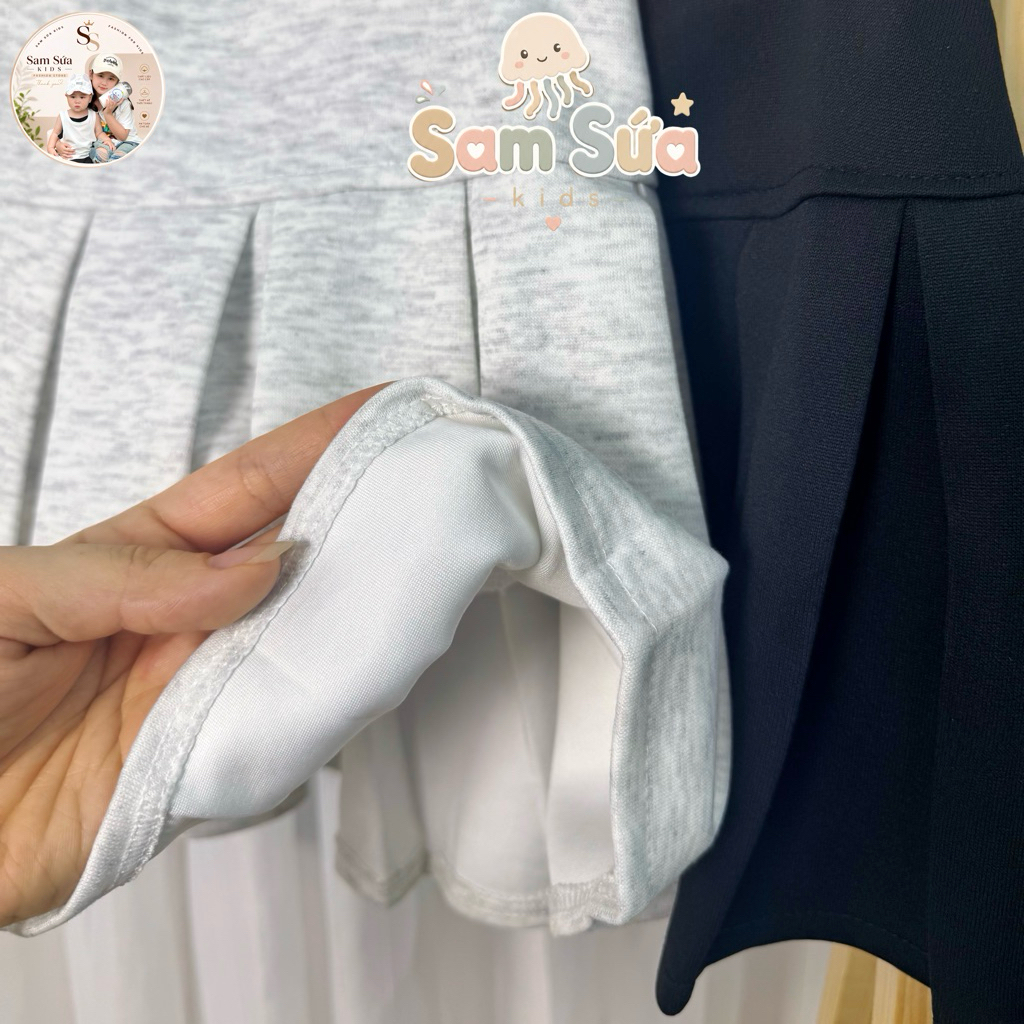 {HÀNG SẴN} 💖 CHÂN VÁY XẾP LY BÉ GÁI – Nỉ Mềm, Cạp Cao Tôn Dáng, Phong Cách Hàn Quốc Xinh Xắn | Sam Sứa Kids