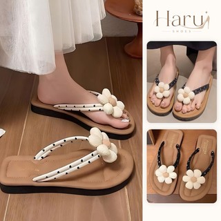 Dép tông, dép kẹp đính hoa cúc thời trang đi biển 2 MÀU mẫu mới nhất 2026 Haru Shoes
