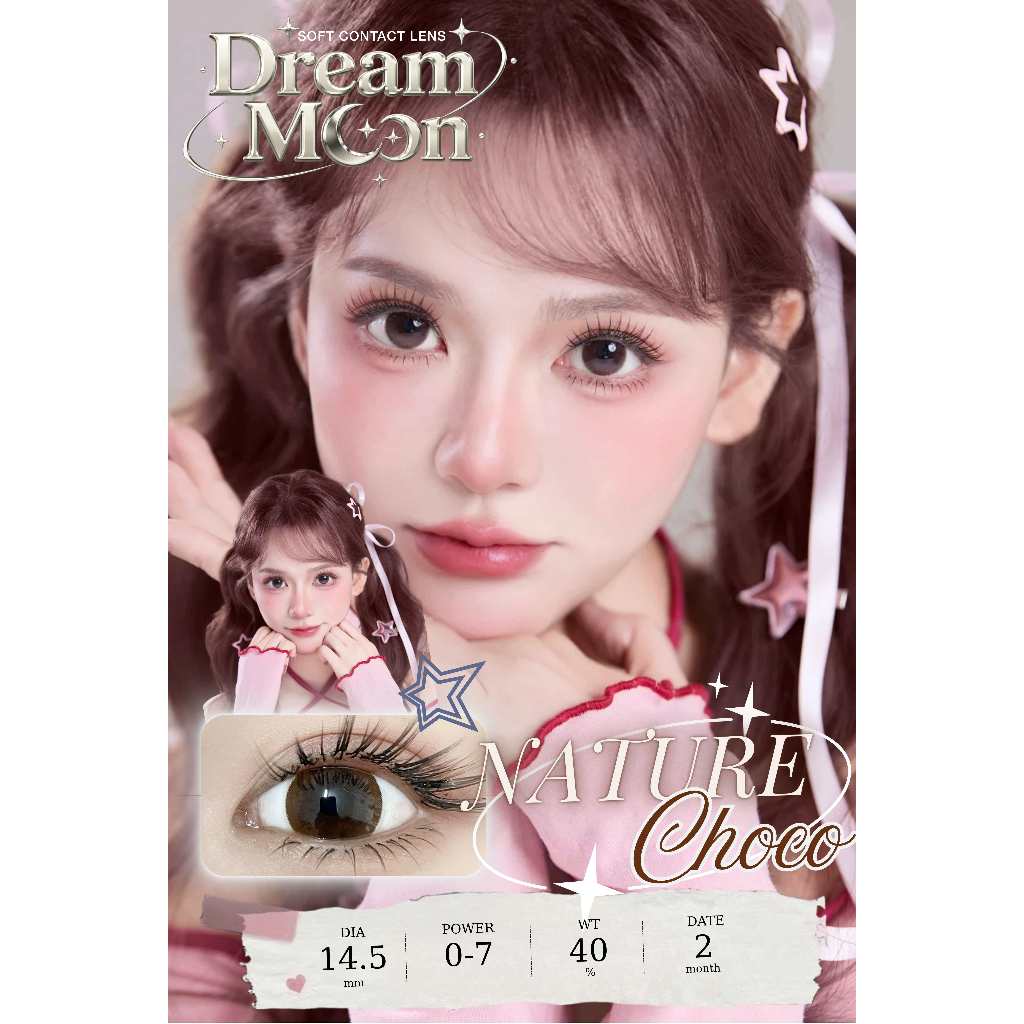 [LENS 6 Tháng] Kính áp tròng DREAMOON Nature Choco giãn tròng tự nhiên, size vừa (Tặng Khay Gương)
