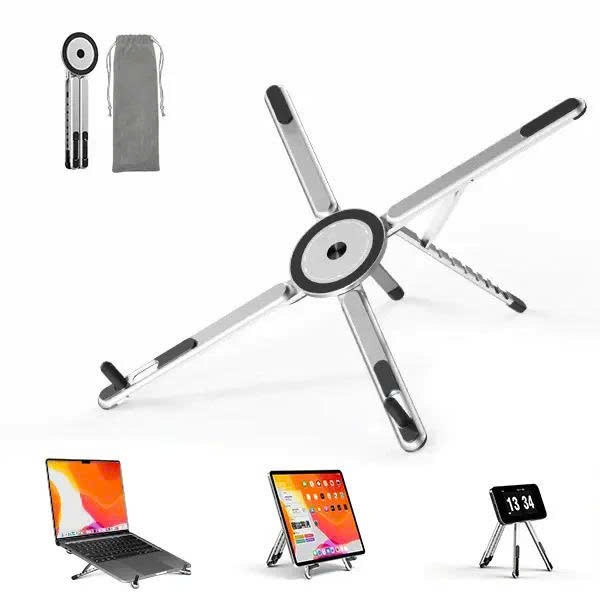 Giá đỡ laptop, điện thoại, ipad đa năng 4 trong 1, giá từ tính bằng kim loại có thể gấp gọn an toàn