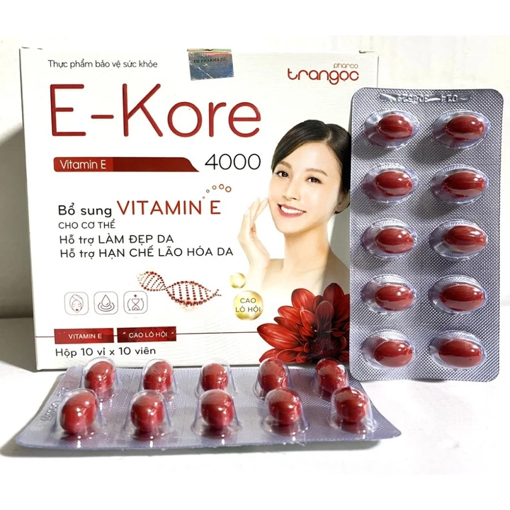 Vitamin E E Kore 4000 E đỏ vitamin E đỏ hỗ trợ đẹp da, chống lão hoá, làm mịn và sáng da