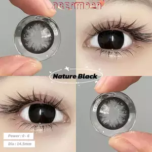 Kính áp tròng DREAMOON Nature Black có viền tự nhiên, size vừa (Tặng Khay Gương)