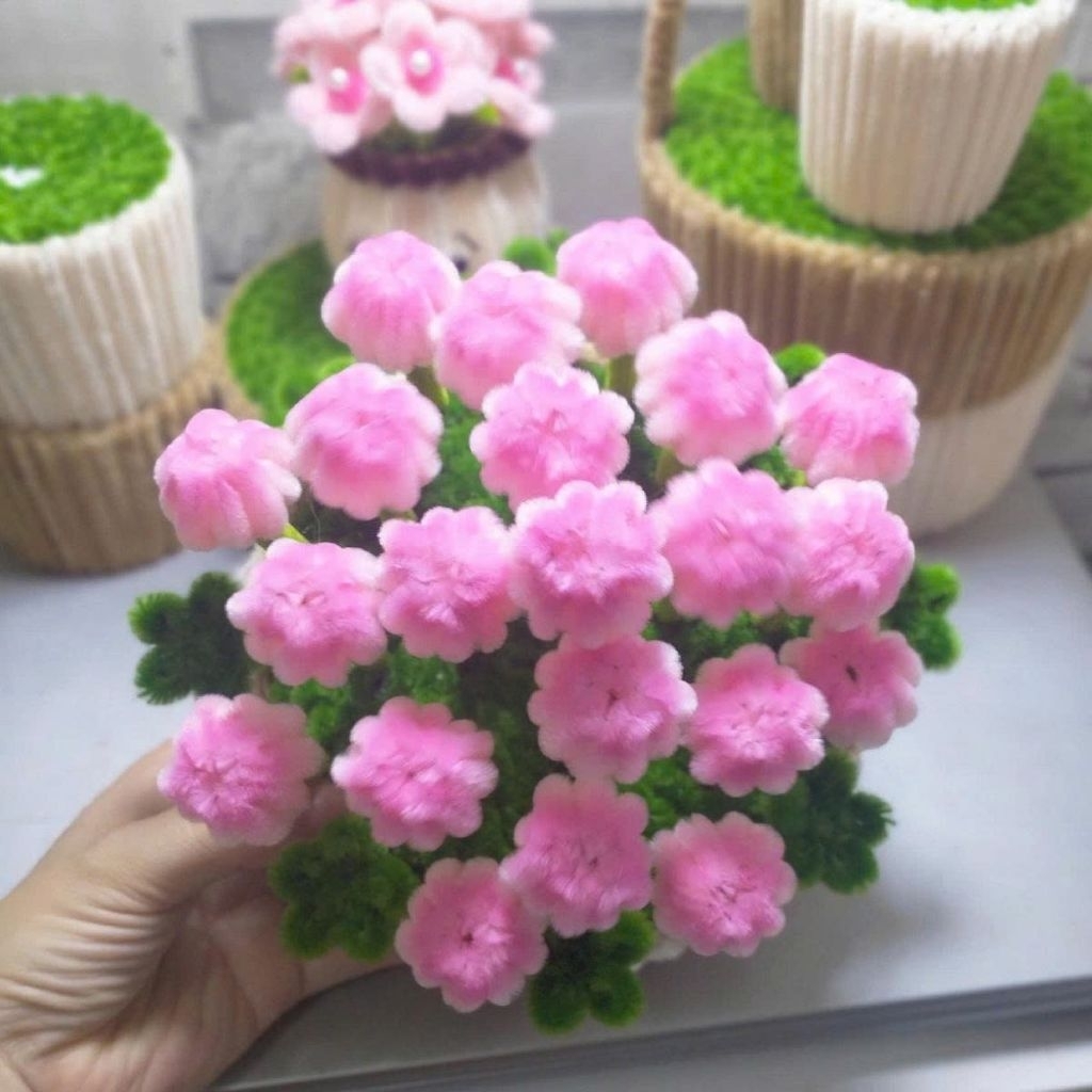 Tuylip, Chậu Hoa Tuylip Kẽm Nhung, Handmade, Chậu Hoa Để Bàn, Chậu Hoa Mini, Trang Trí, Decor, Làm Quà Tặng Ngày Lễ