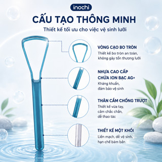 Dụng cụ cạo lưỡi Inochi Okina Pack 3 chiếc nhựa PETG, làm sạch lưỡi, giảm mảng bám, thơm miệng