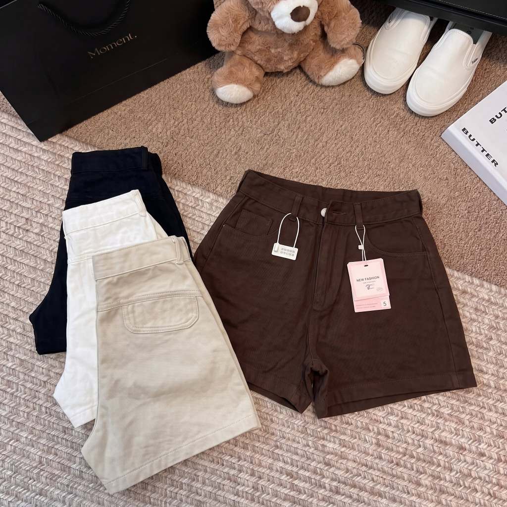 Quần Short Kaki Nữ FMSTYLE Trơn Nắp Túi Sau Lưng Cao Basic Dễ Phối Đồ 26050783